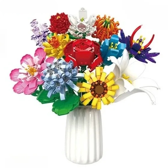 1000PCS Pink Bouquet Yellow Glory Blue Coneflower
