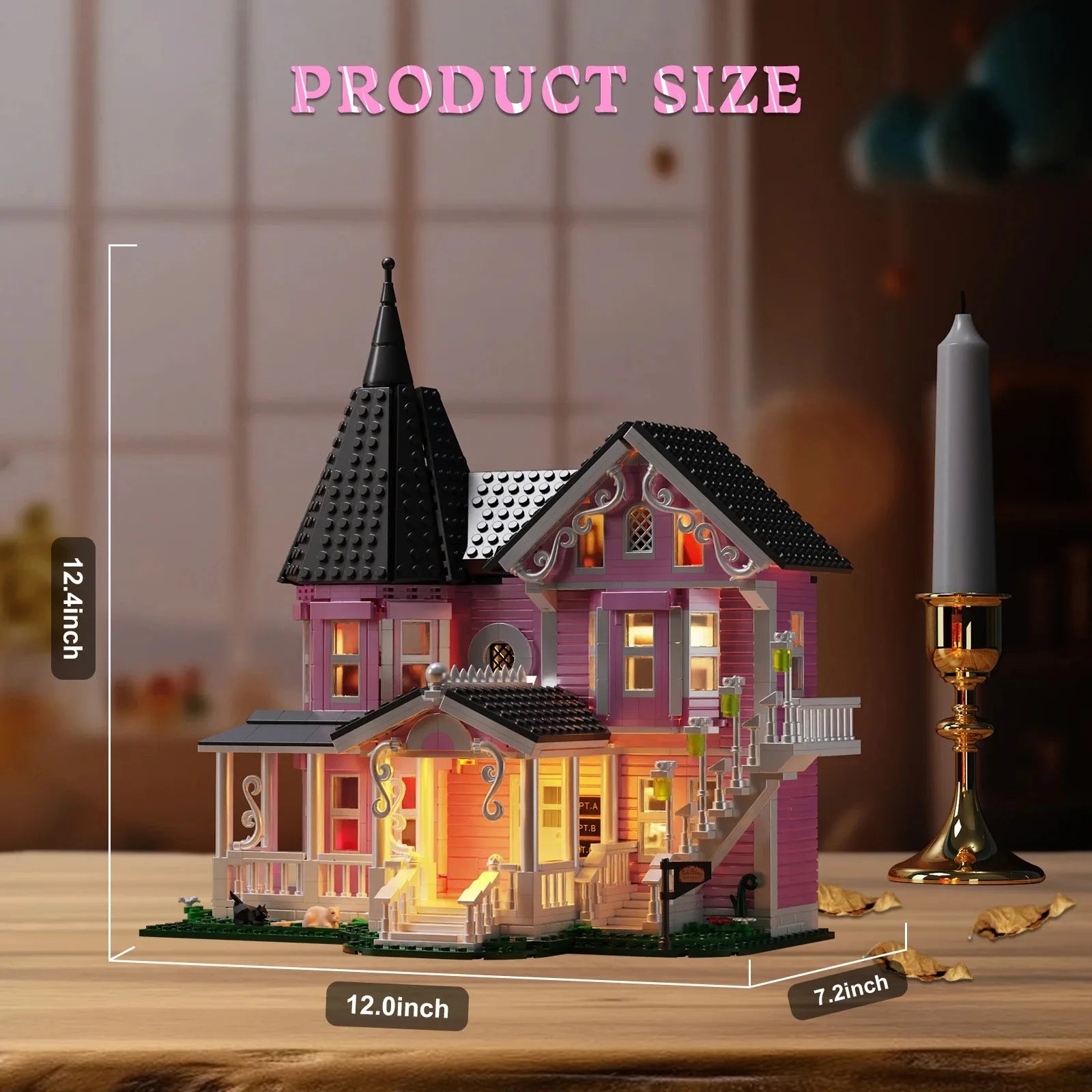 1349 PCS Coralines Pink Halloweeen House