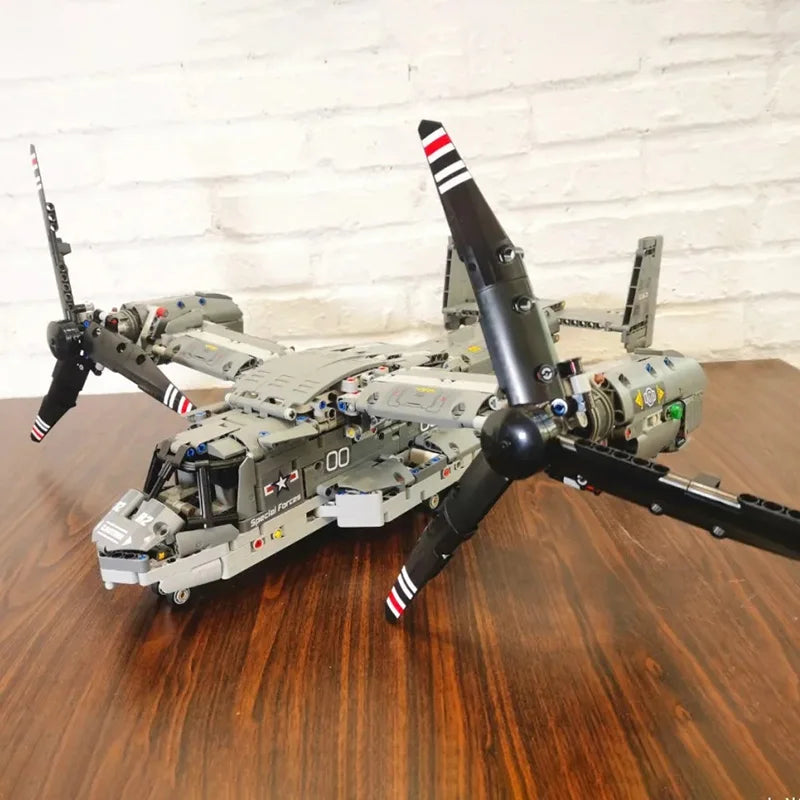 1685PCS V-22 Osprey Tiltrotor Aircraft Building Blocks with Control