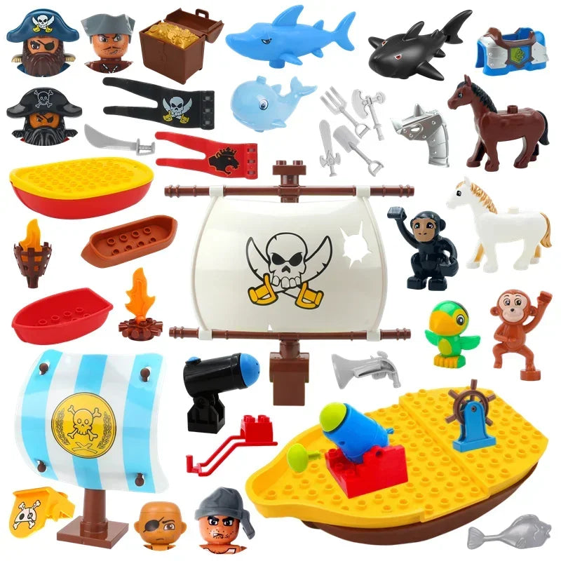 Big blocks Big Size Sea Adventure Ship Series with Pirates