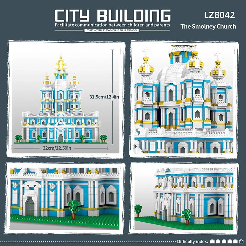 3737PCS World Famous Smolny Church Mini Bricks Model Building