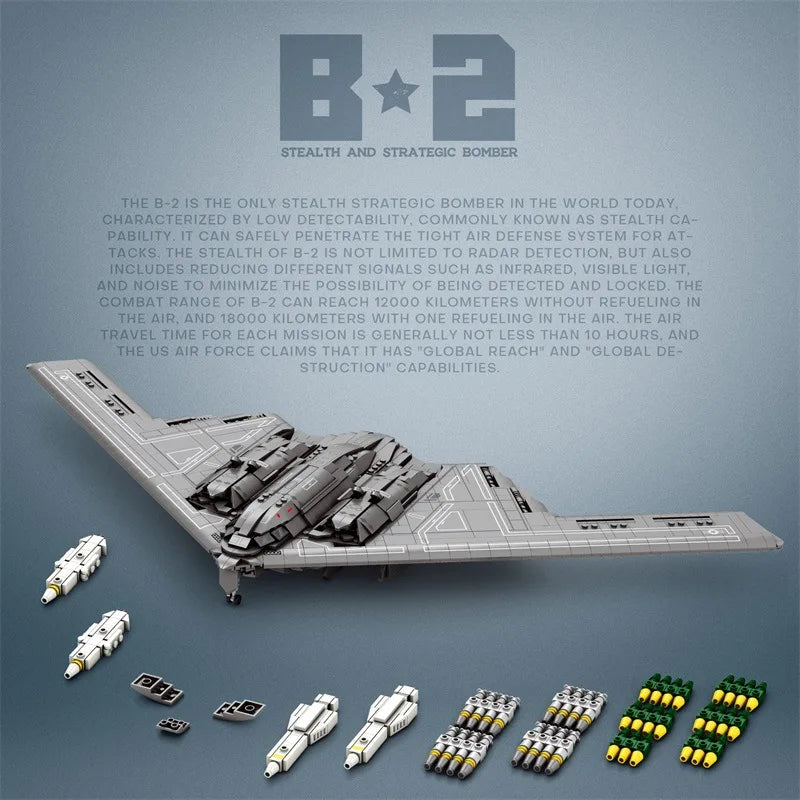 2063Pcs Military B2 Ghost Stealth Bomber