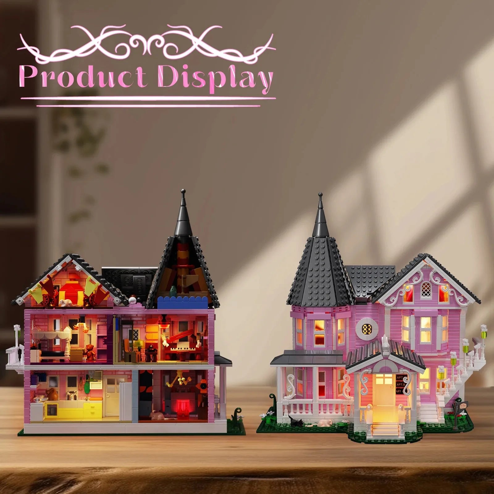 1349 PCS Coralines Pink Halloweeen House