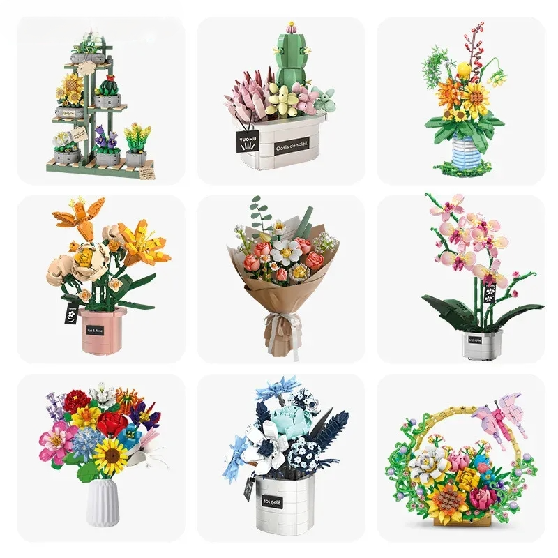 1000PCS Pink Bouquet Yellow Glory Blue Coneflower