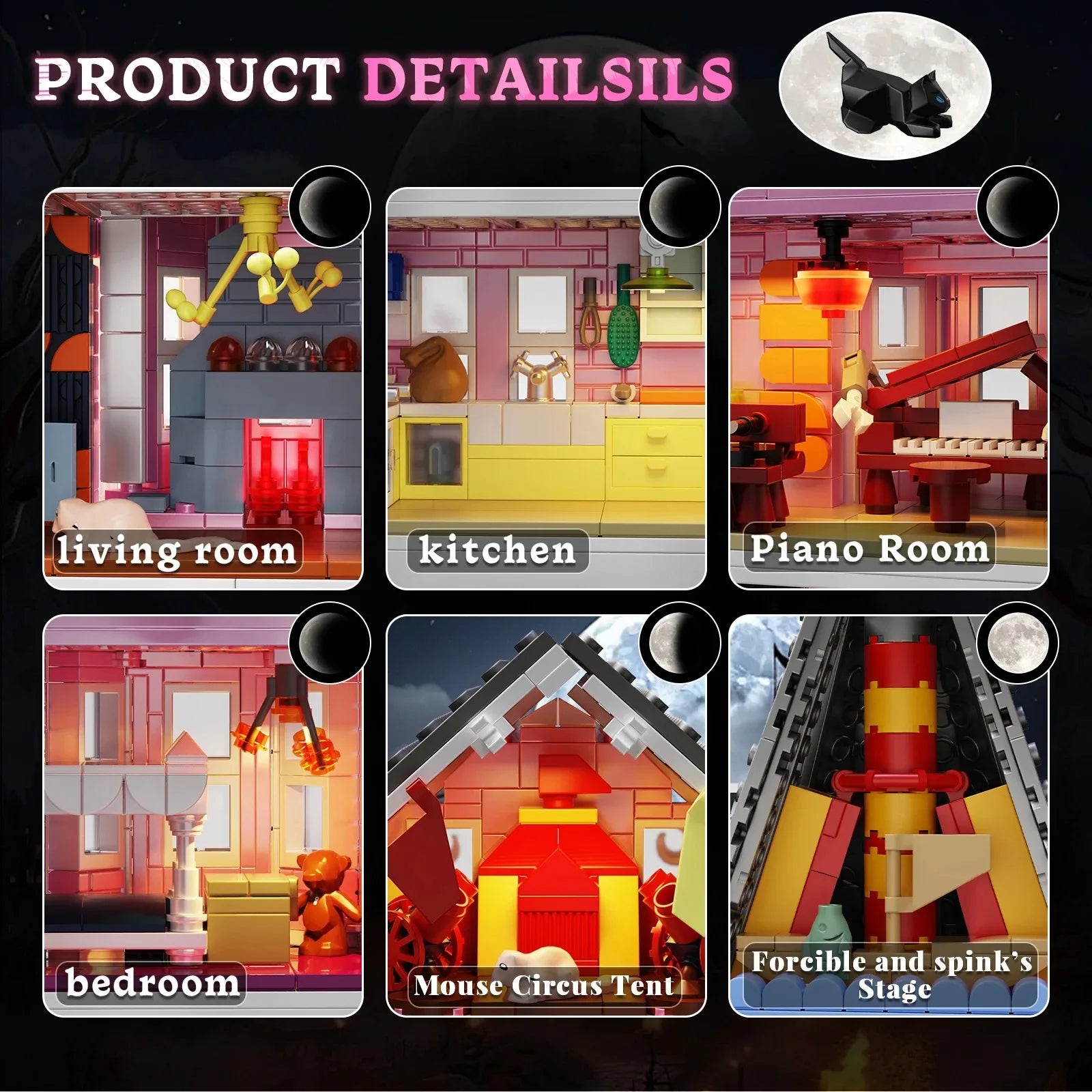 1349 PCS Coralines Pink Halloweeen House