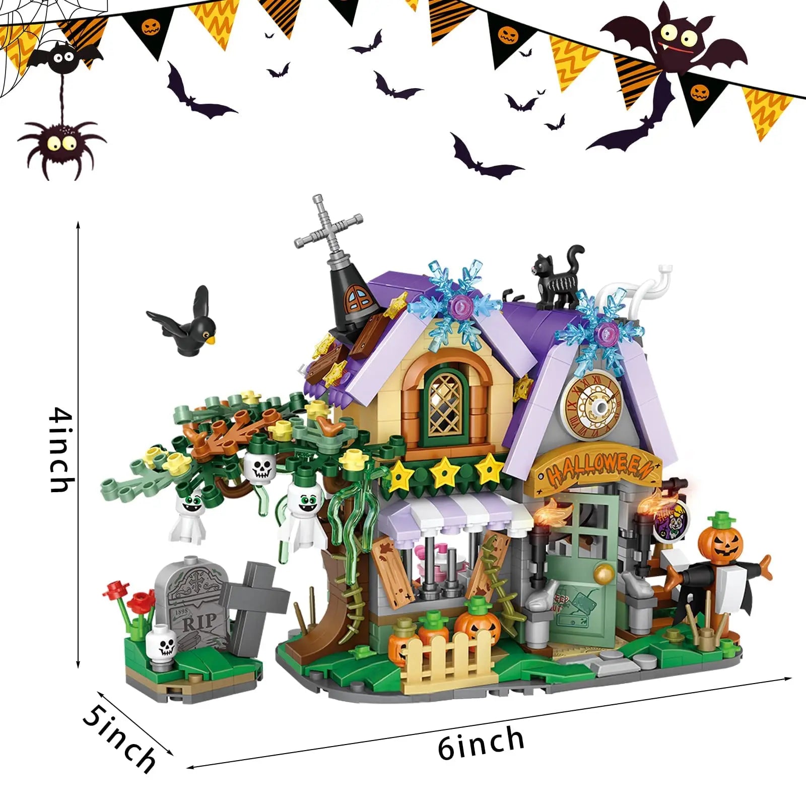 783PCS Creative Building Block Halloween Haunted House Pumpkin Element