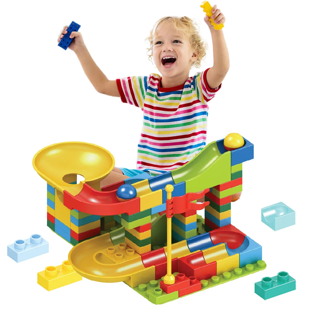 88-100PCS Marble Race Funnel Slideway Big Blocks for Preschool