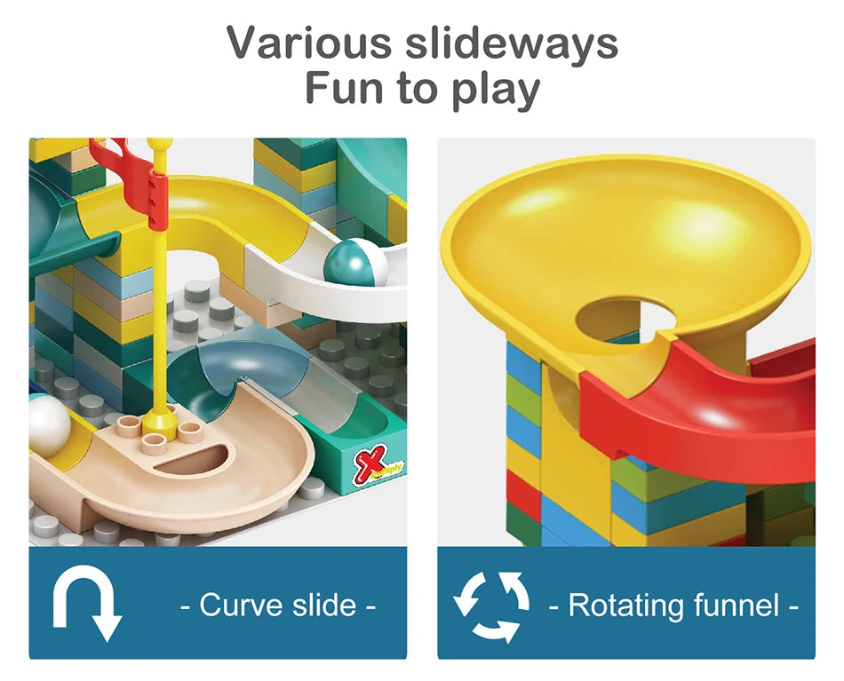 88-100PCS Marble Race Funnel Slideway Big Blocks for Preschool