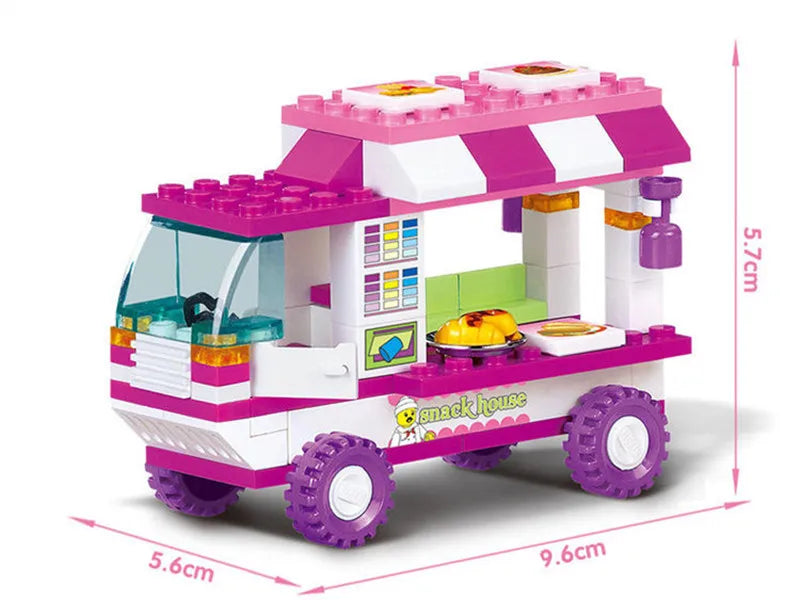 102PCS Building Blocks Set City Snack Van