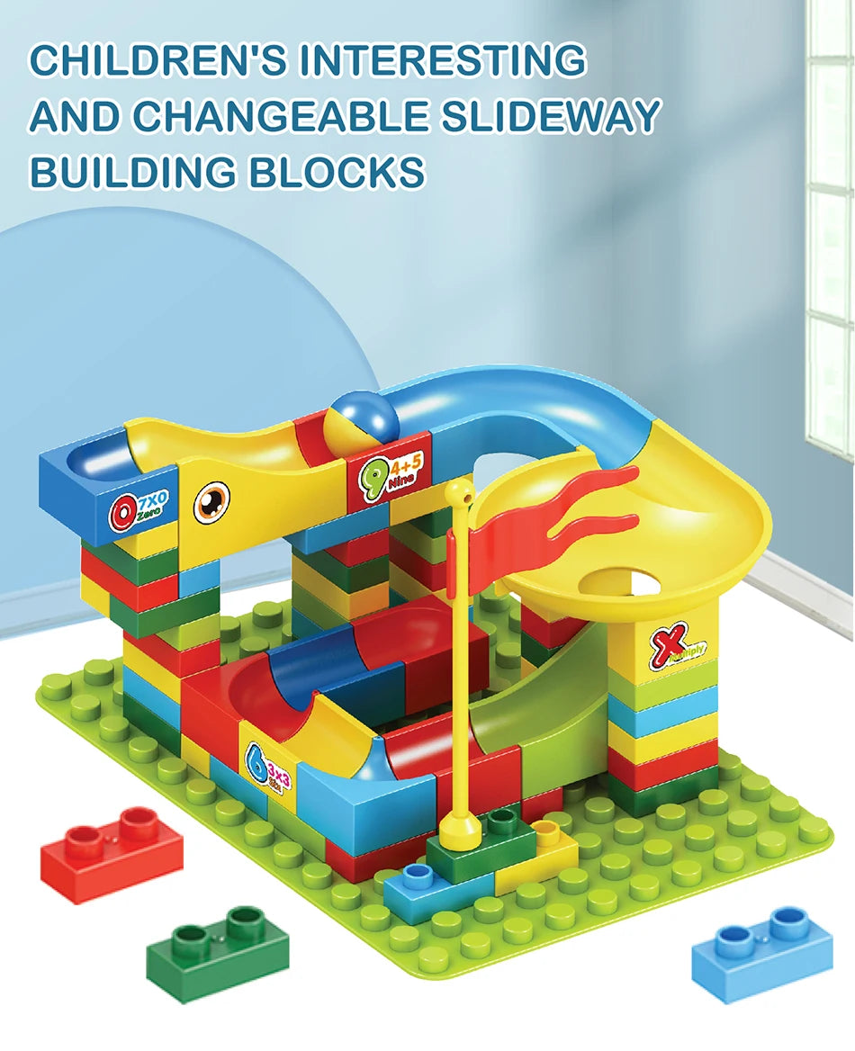 88-100PCS Marble Race Funnel Slideway Big Blocks for Preschool
