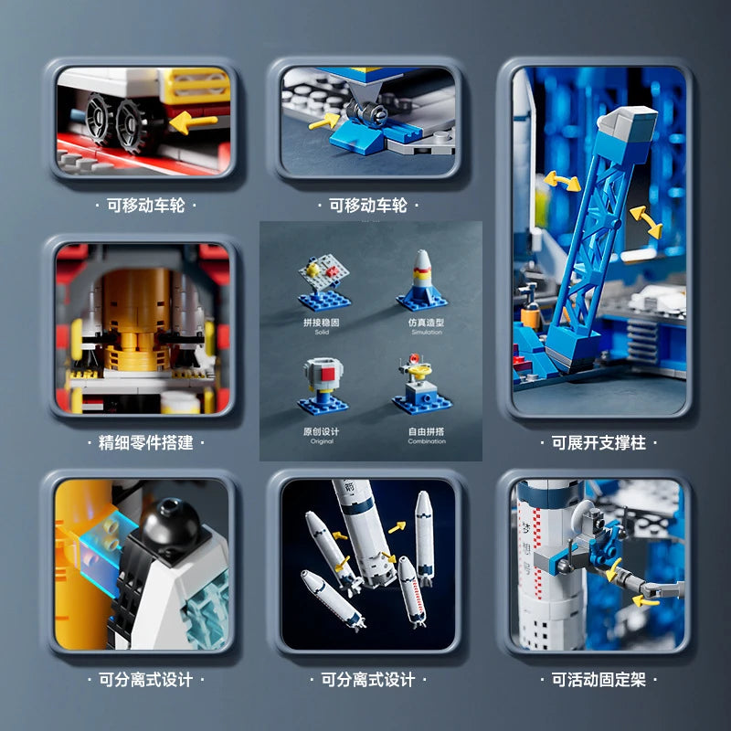 500PCS MOC Aerospaces Manned Rocket Craft Launch Center Space Spacecrafts Aviation Brick Set