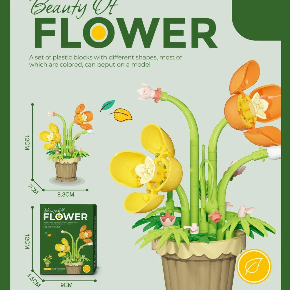 150PCS Mini Botanical Puzzle and Bricks for Office Desk Decor