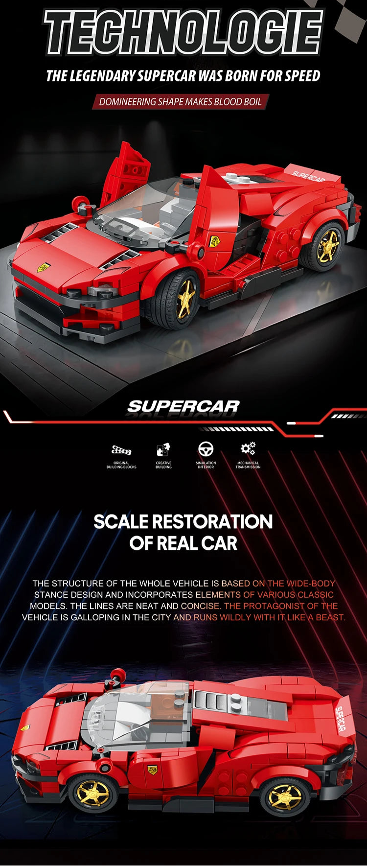 1:24 Red Super Sport Car Champion Vehicle