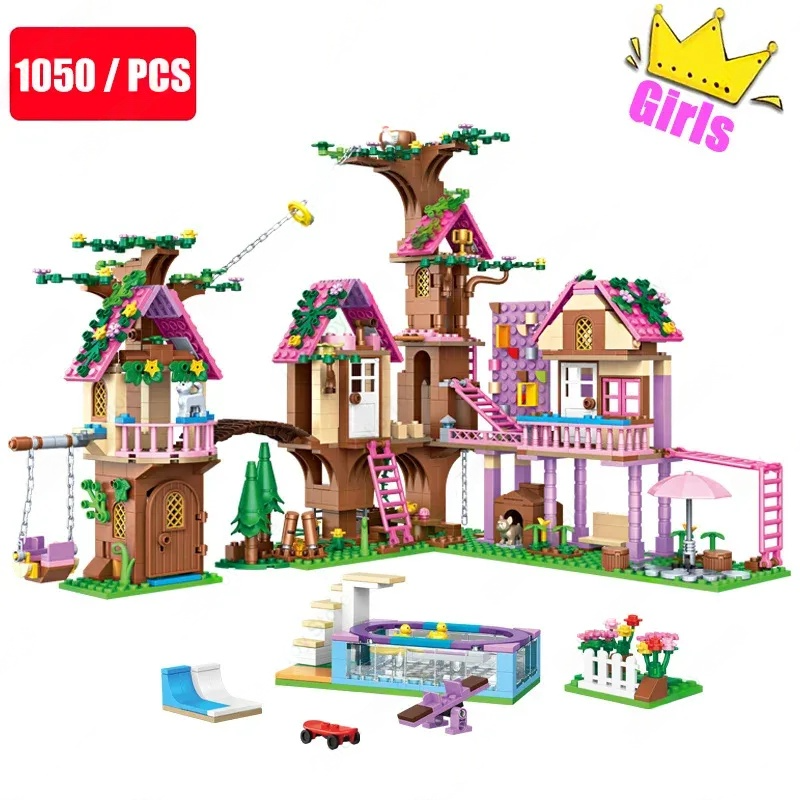 2025 Girls Friendship Tree House Villa Castle Building Blocks Classic Friends Girl's Model Figures Toys For Kids Birthday Gift