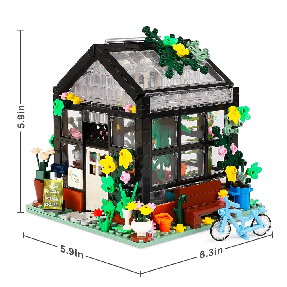 579pcs Creative Flower Store Architecture Building Block