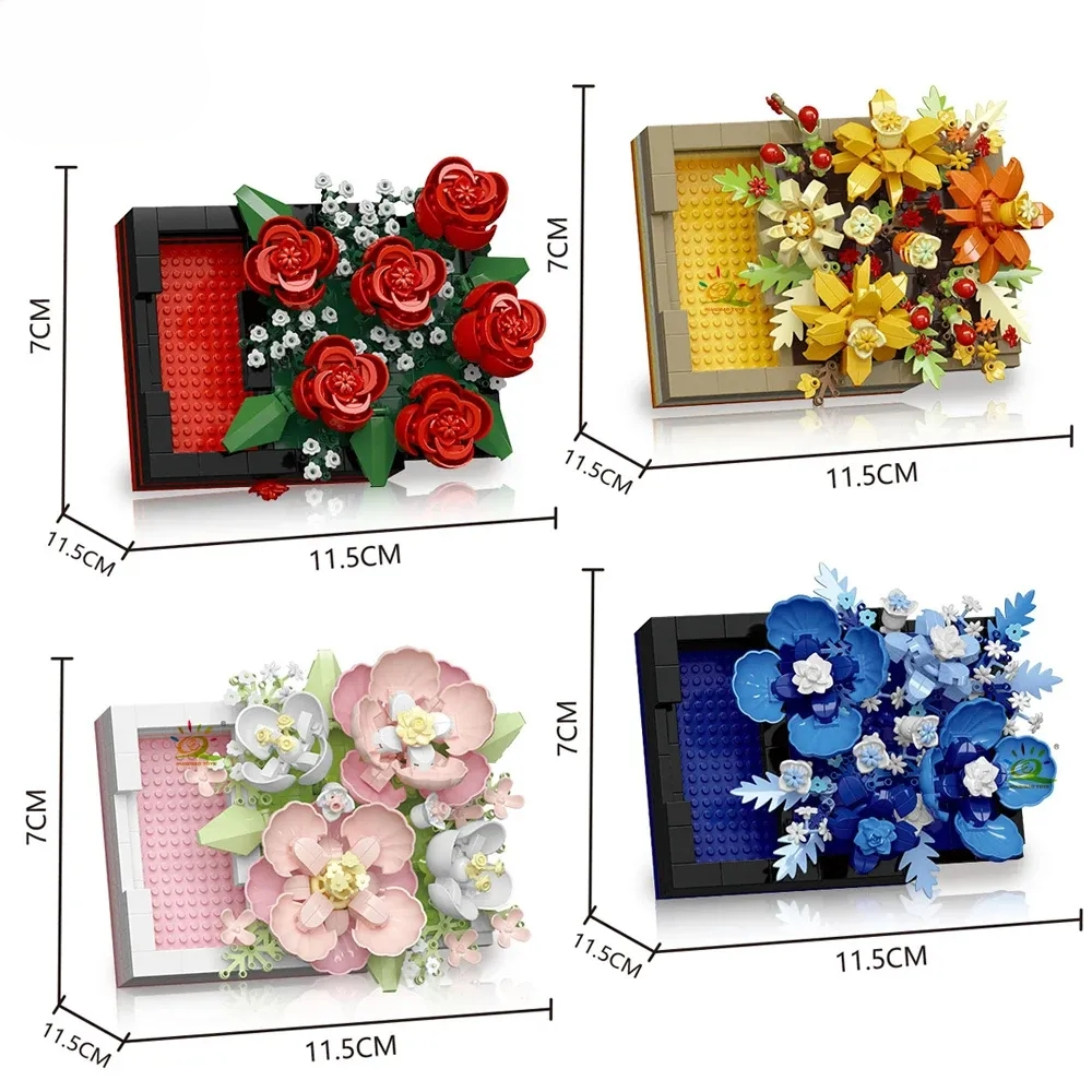 600 PCS Floral Bricks in Photo Frame