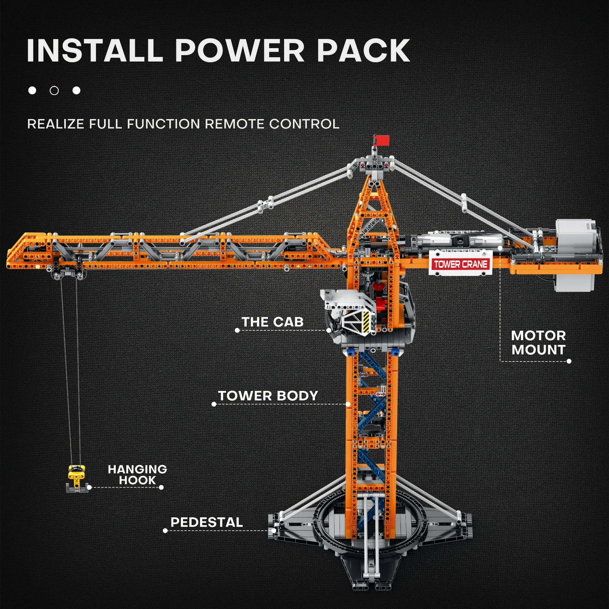 1288PCS Technic Tower Crane with Motor and  Remote Control