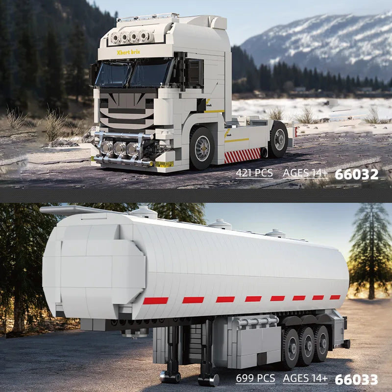 421PCS European Truck Trailor  Container Trailer Model Bricks
