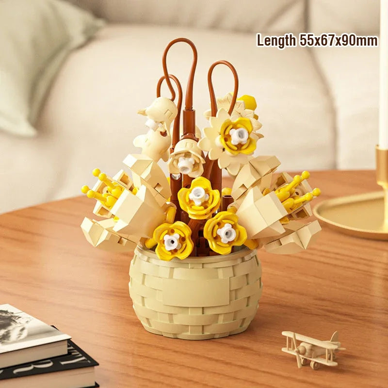 180 PCS Mini Rose Sunflower Plants Succulents in Baskets