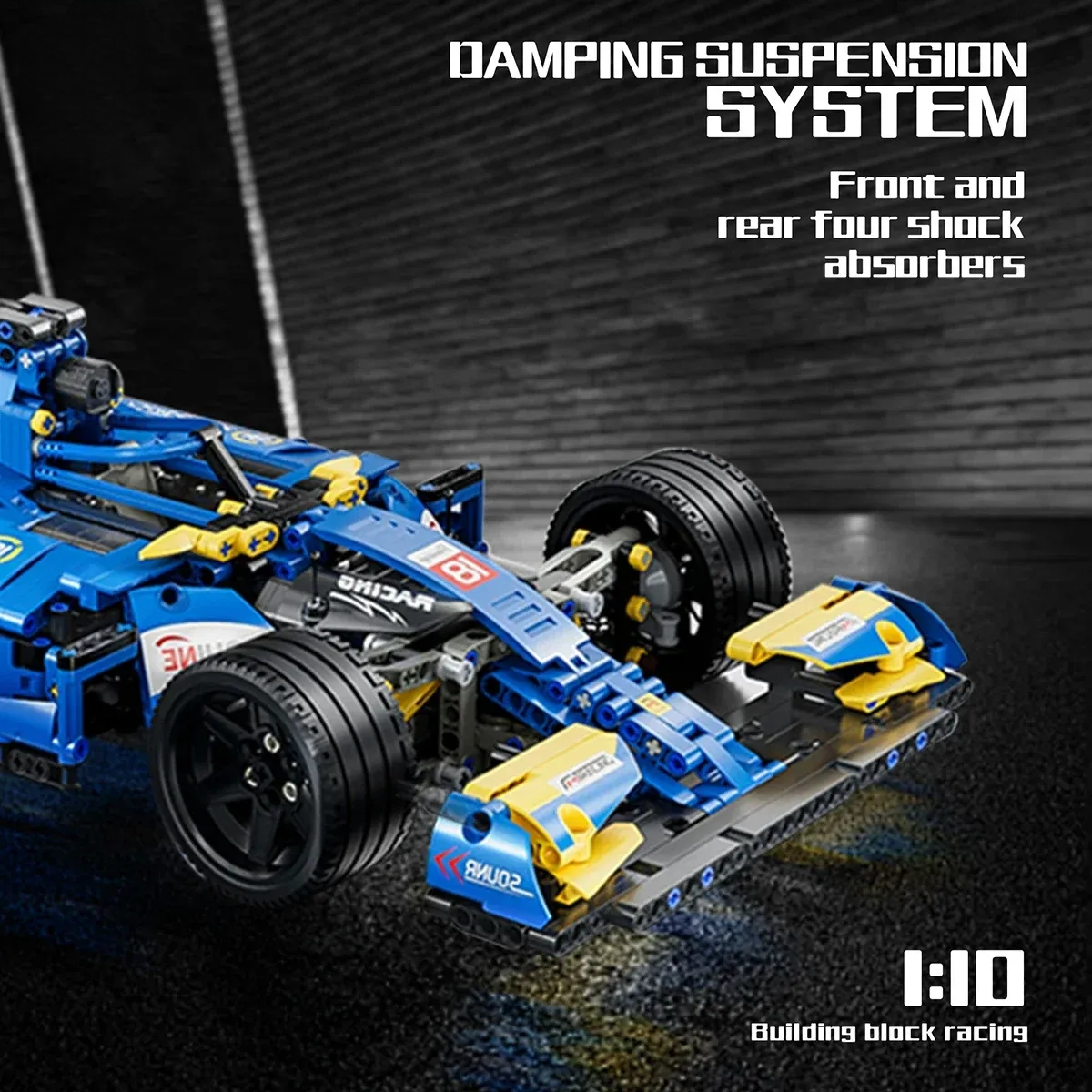 1163PCS 1:10 Blue F1 Formula Racing Car Building Block Model