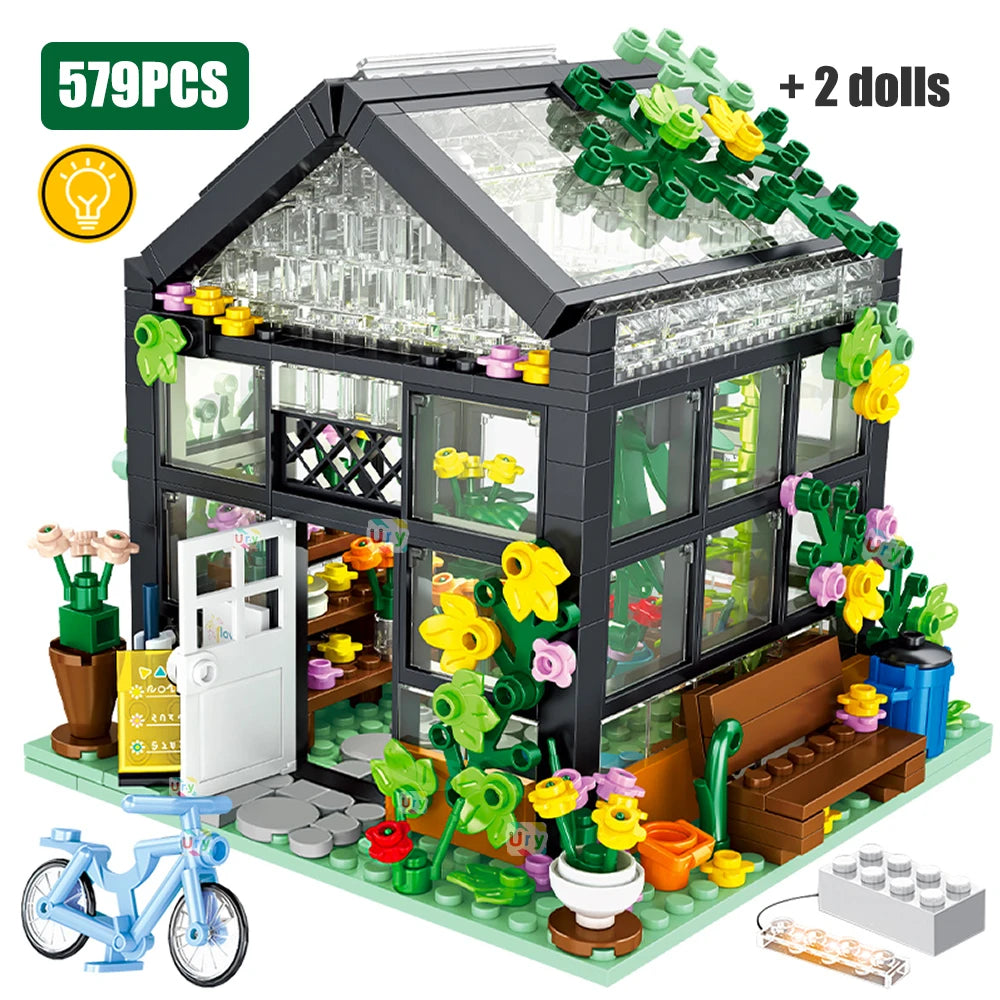 579pcs Creative Flower Store Architecture Building Block