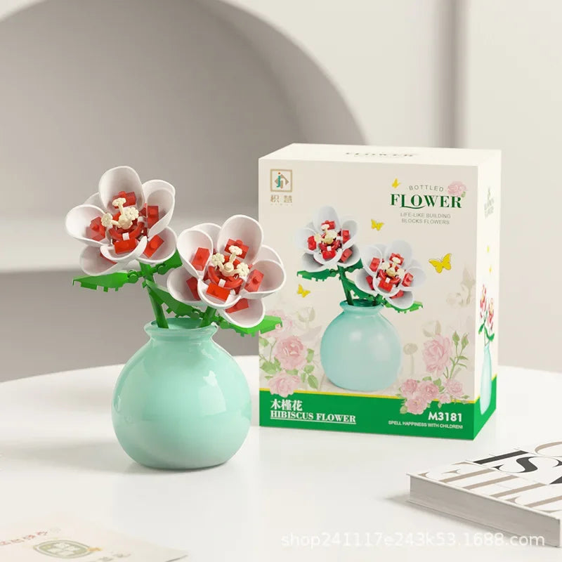 60PCS Cute Mini Bostanic Blocks in Oval Vase