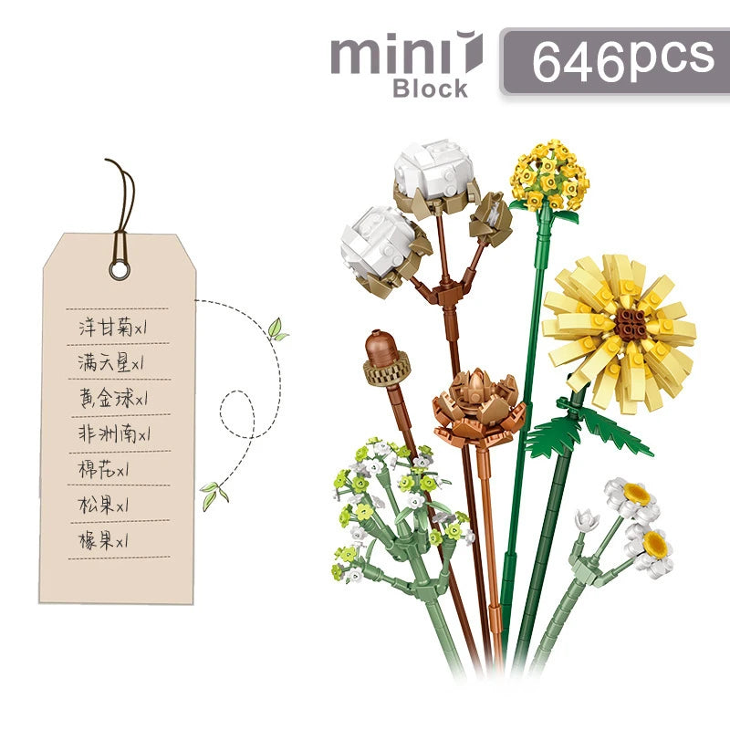 600 PCS Mix and Match Small Bouquet Roses Lavendar Cotton