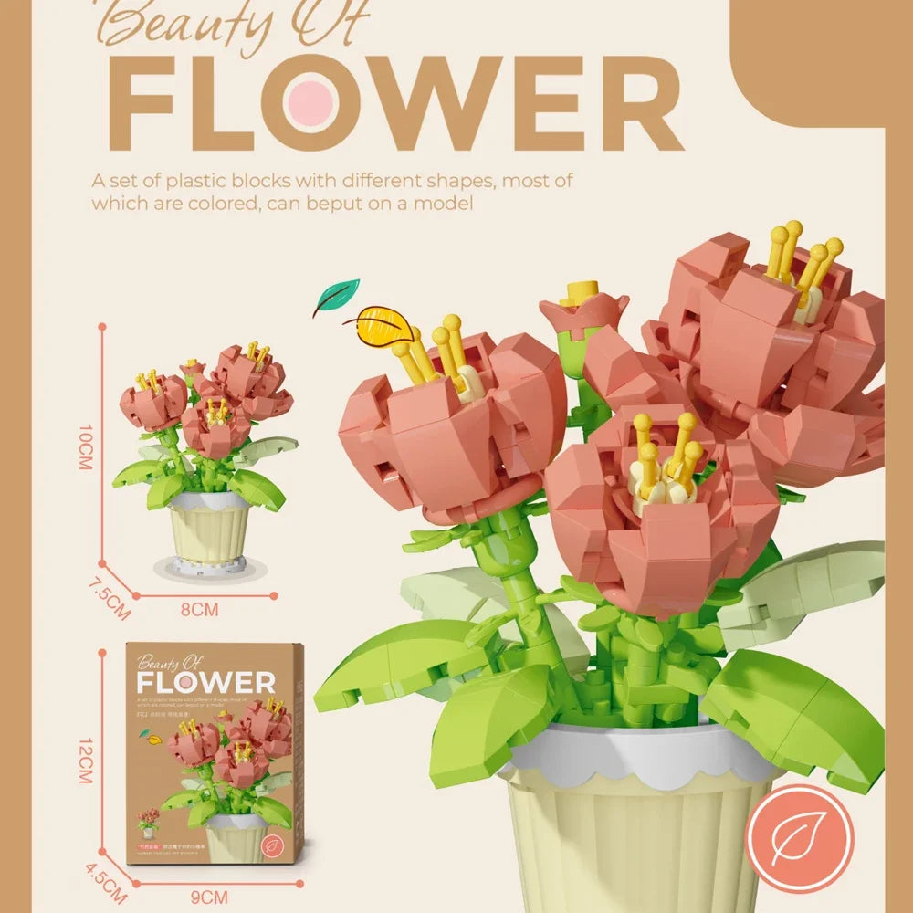 150PCS Mini Botanical Puzzle and Bricks for Office Desk Decor