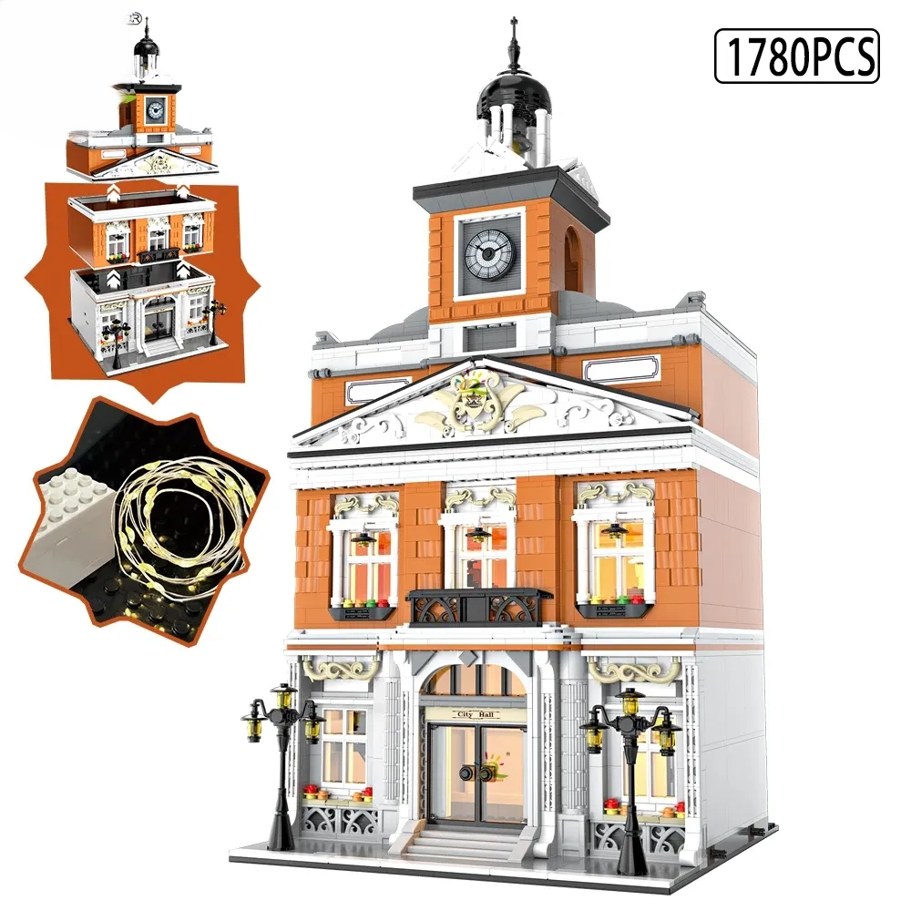 1456PCS CityView Old Streets Corner Coffee Shop Church and Bank