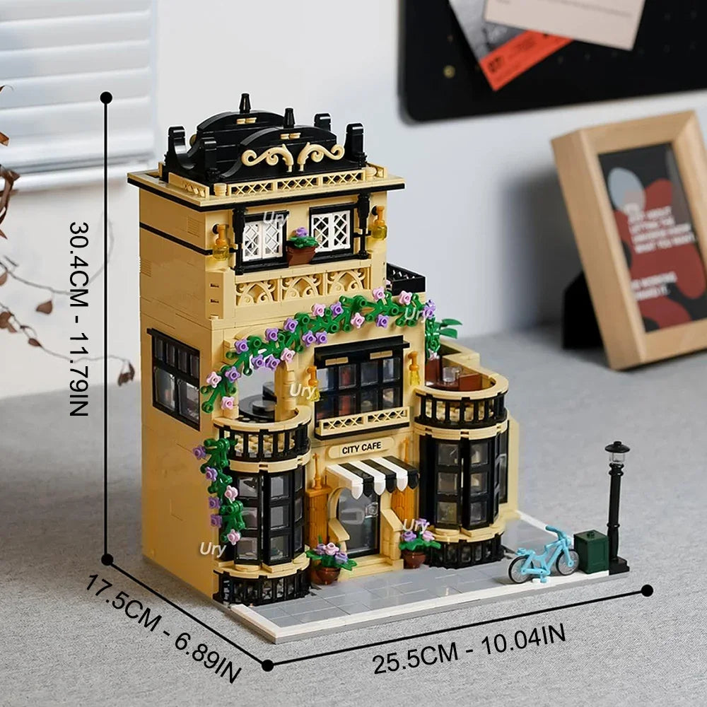 1500PCS CityStreet Old European Streeet Coffee Restaurant with LED