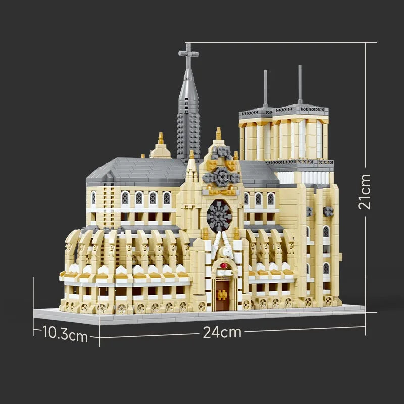 3000PCS Notre-Dame de Paris Cologne Cathedral Building Mini-Blicks Set Architectural Model