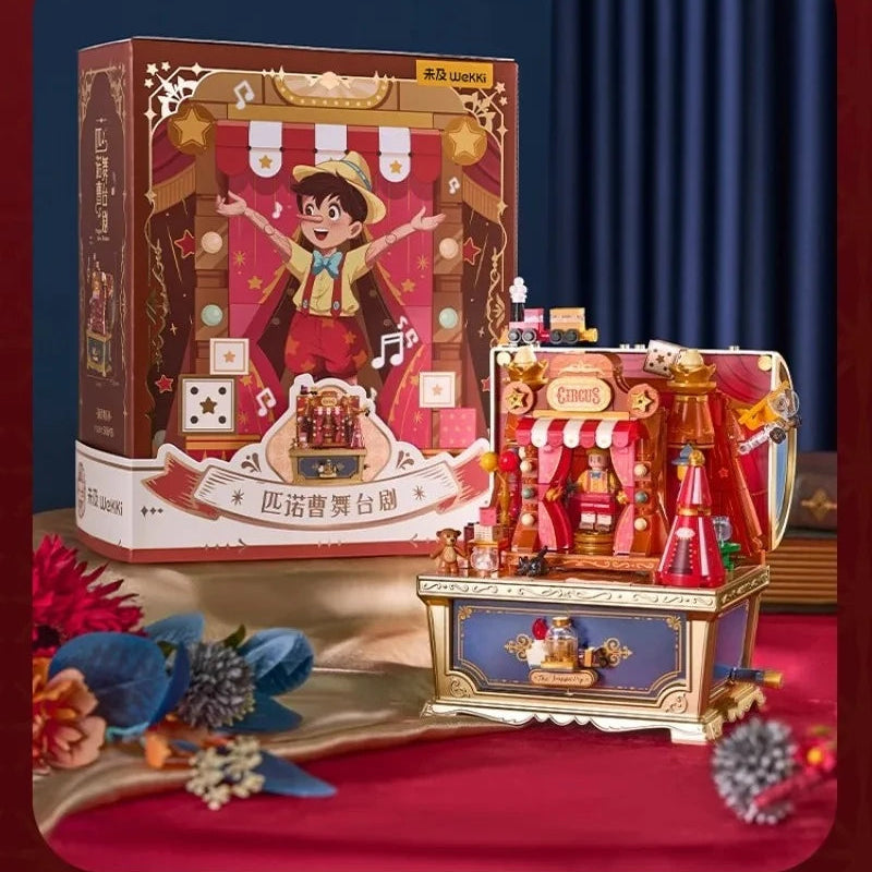 Disney Fairy Tale Building Bricks Mucis Box Alice Pinocchio Rapunzel Beauty and Beast