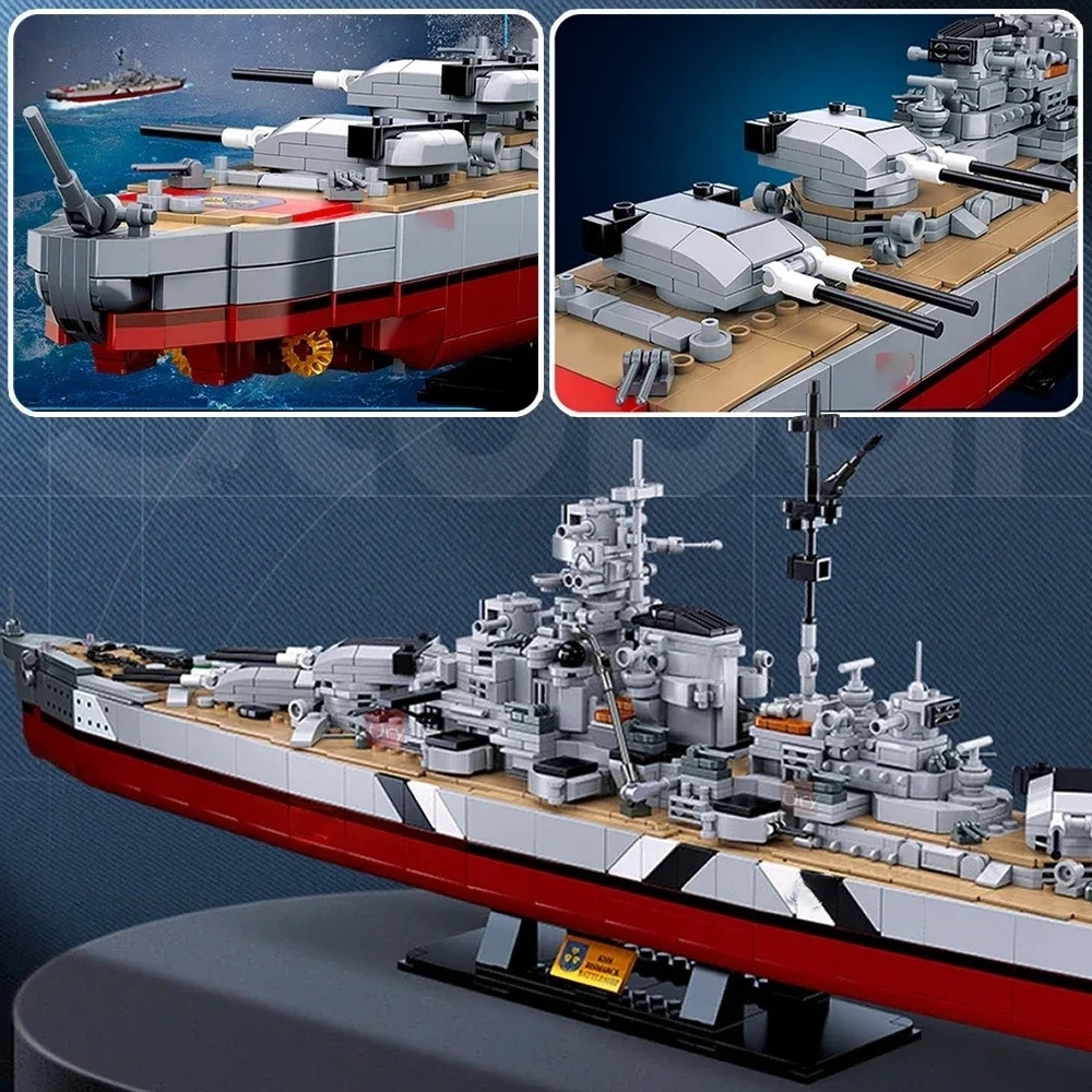 1849PCS Modern Military Warships KMS 2in1 Bismarck Battleship Fleet Collection