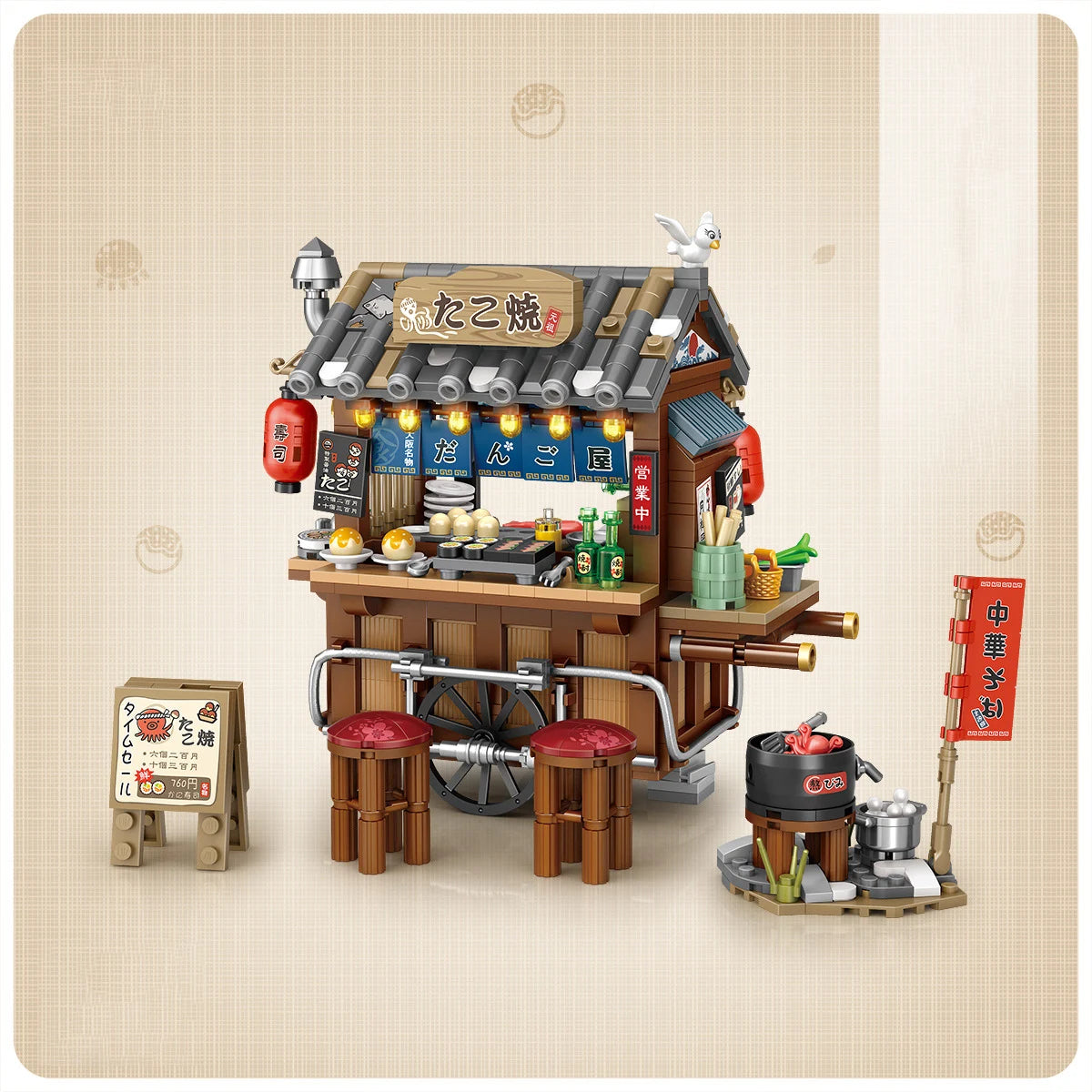 780PCS MOC Mini Streetview Japanese Shops