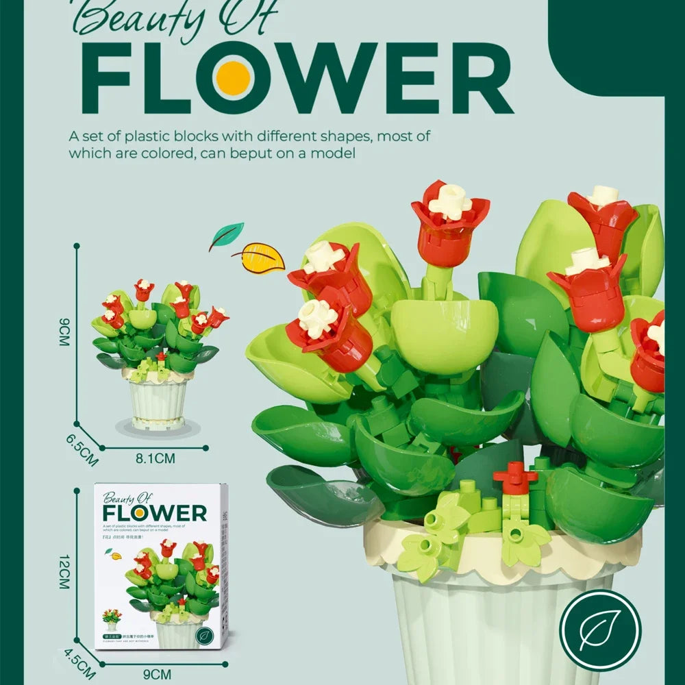 150PCS Mini Botanical Puzzle and Bricks for Office Desk Decor