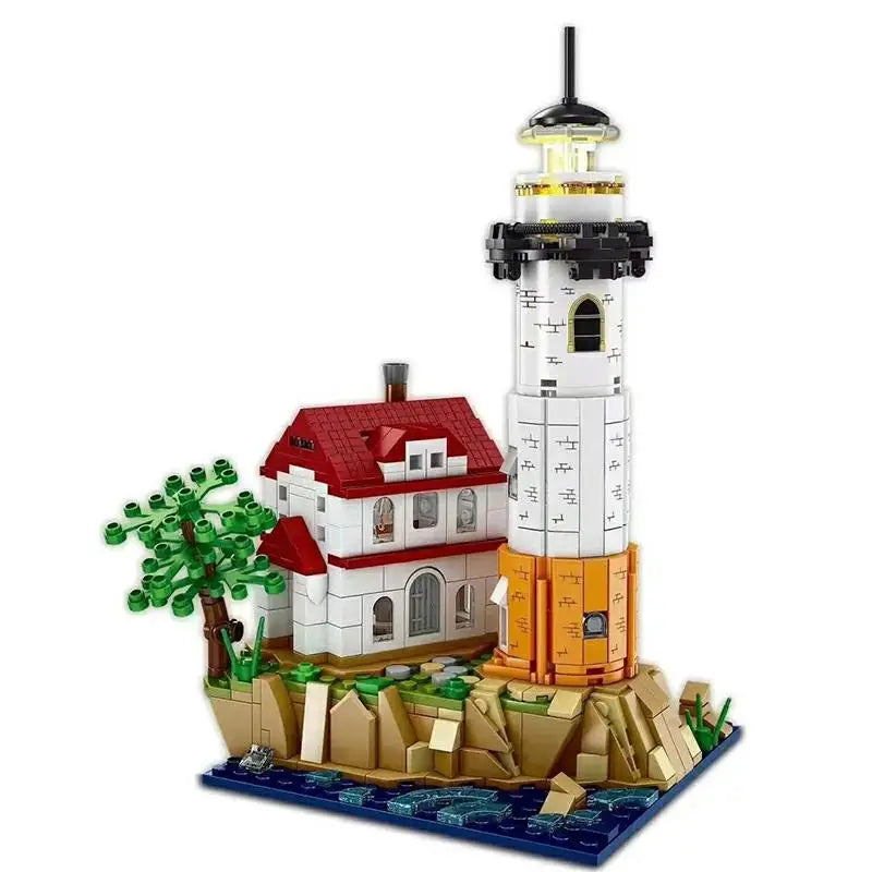 MOC Bricks Motorized Lighthouse and Light House for Birthday Children Gift