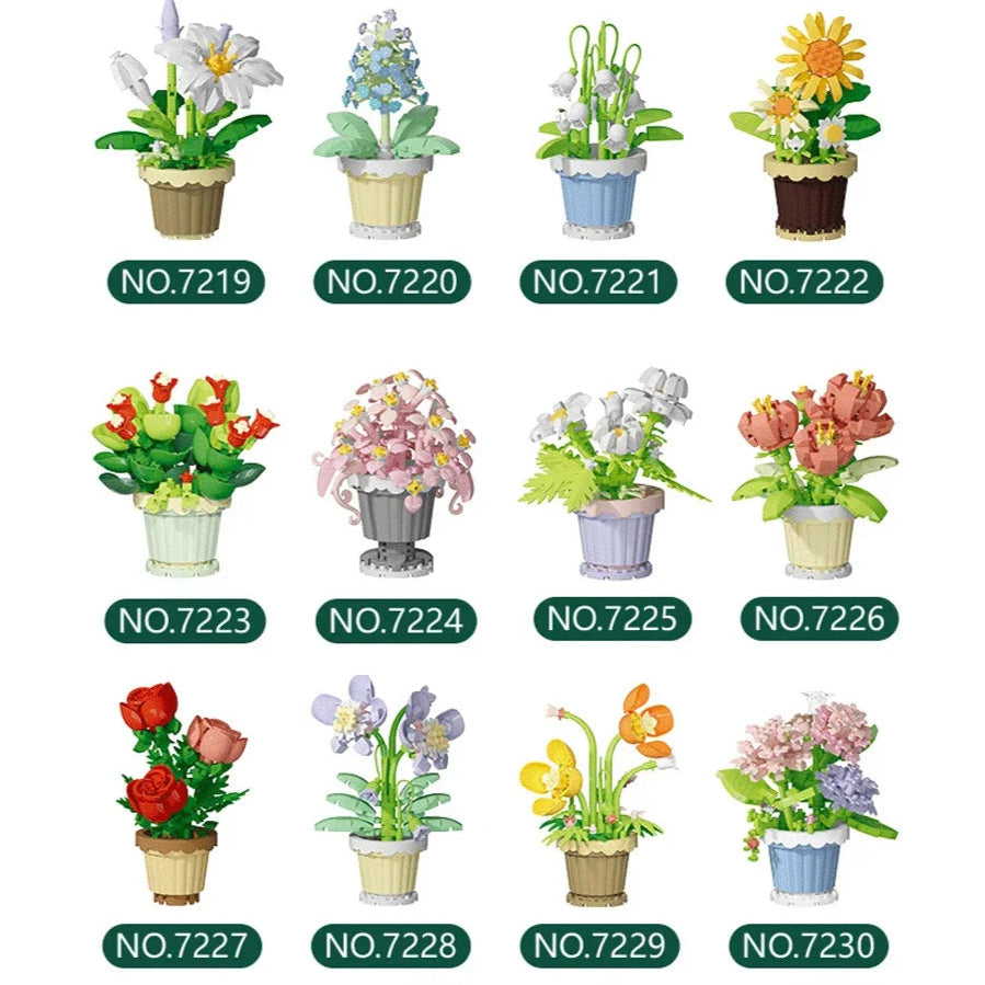150PCS Mini Botanical Puzzle and Bricks for Office Desk Decor