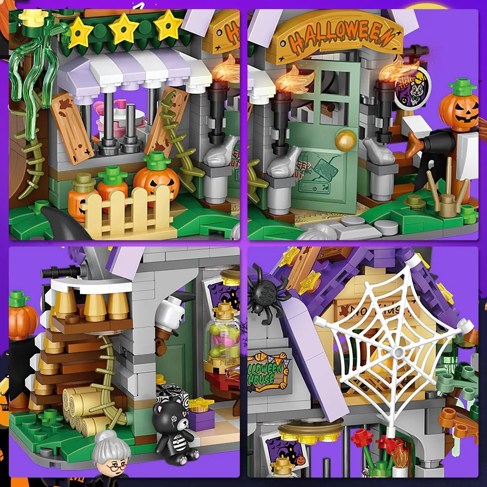 783PCS Creative Building Block Halloween Haunted House Pumpkin Element