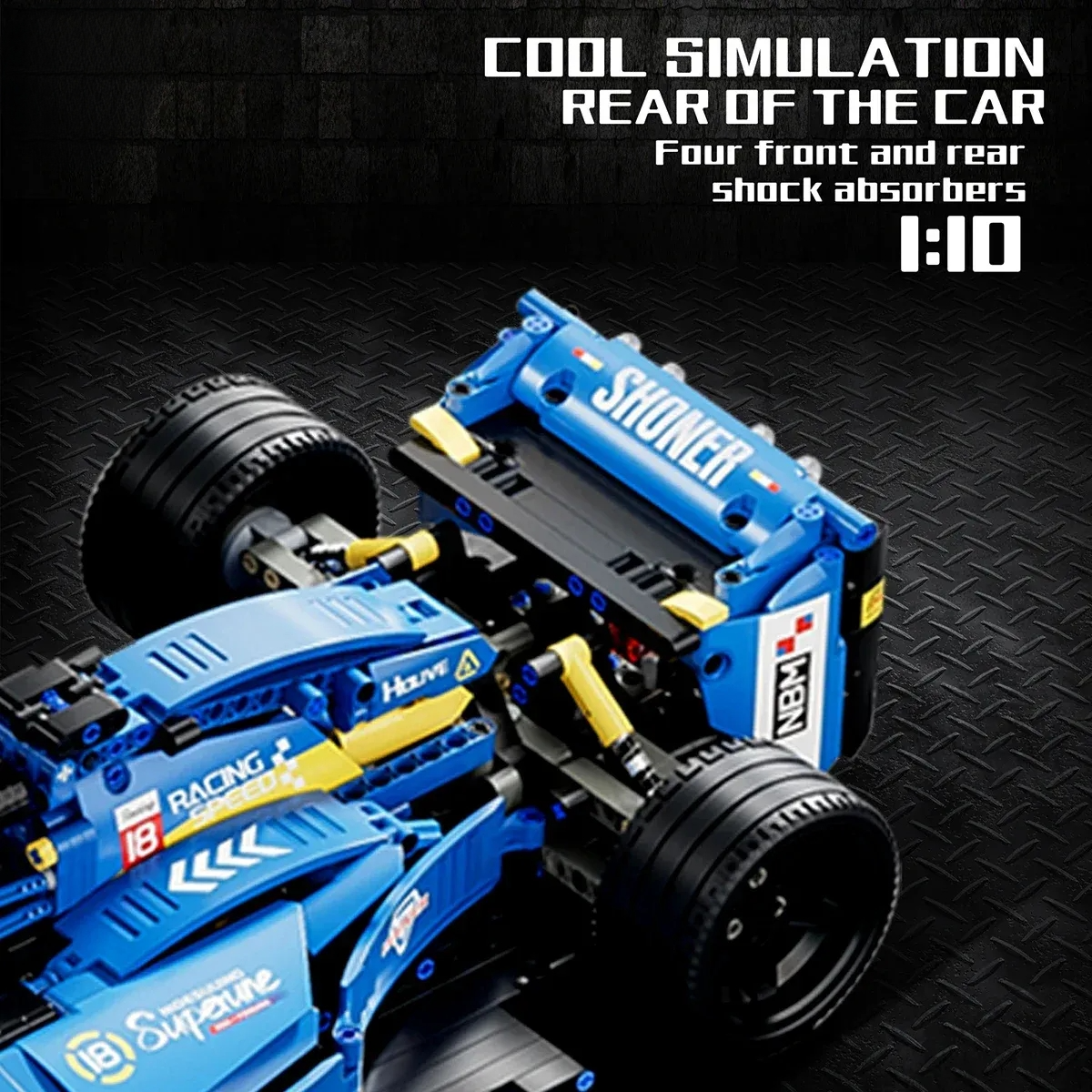 1163PCS 1:10 Blue F1 Formula Racing Car Building Block Model