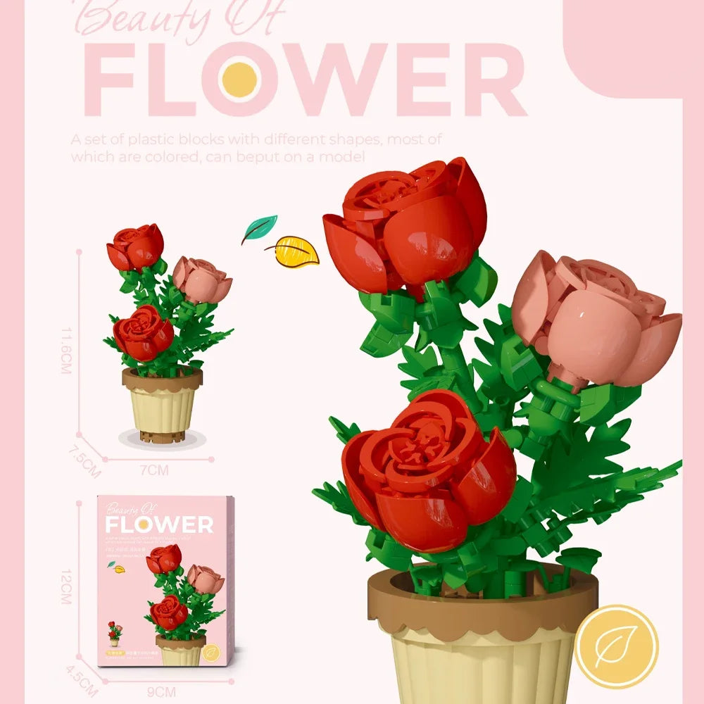 150PCS Mini Botanical Puzzle and Bricks for Office Desk Decor