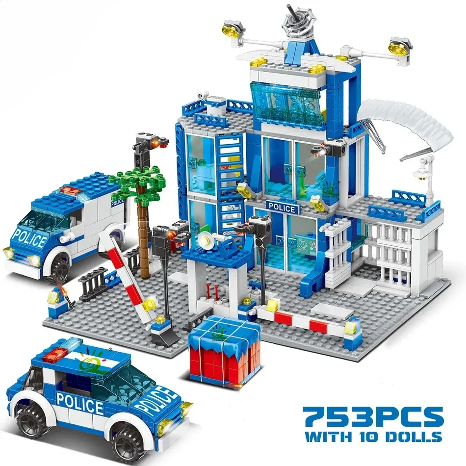 753PCS City Police Station Building Educational Blocks Set Boys