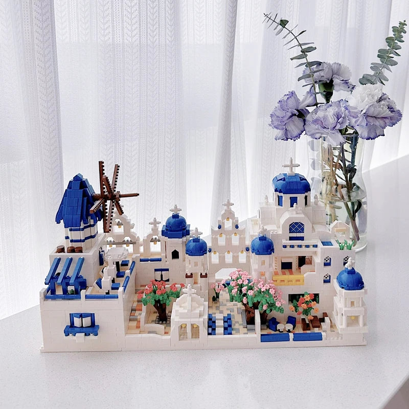 4310pcs Greece Santorini Love Sea Architecture Model