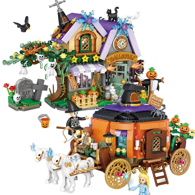 765PCS Travel Pumpkin Cart Halloween House Store Street View