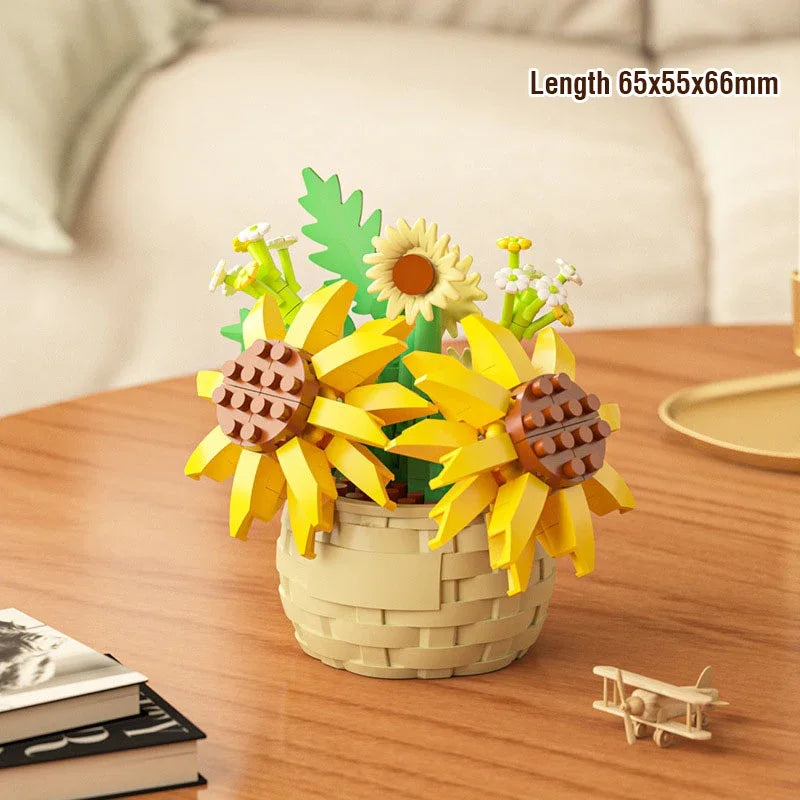 180 PCS Mini Rose Sunflower Plants Succulents in Baskets