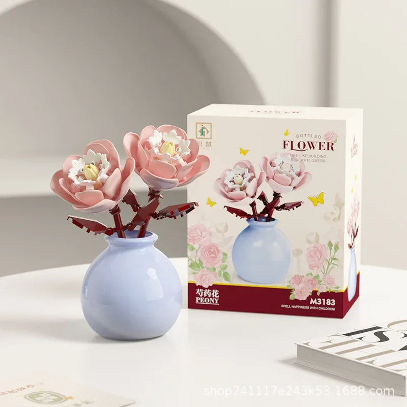 60PCS Cute Mini Bostanic Blocks in Oval Vase
