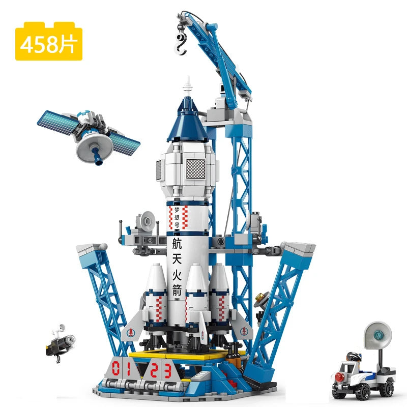 500PCS MOC Aerospaces Manned Rocket Craft Launch Center Space Spacecrafts Aviation Brick Set