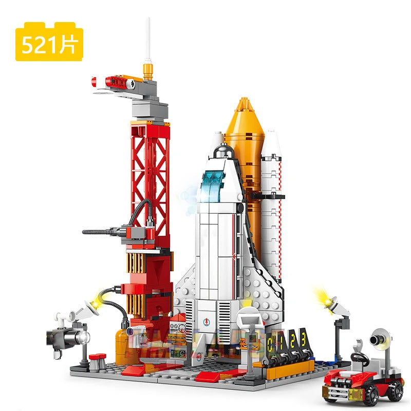 500PCS MOC Aerospaces Manned Rocket Craft Launch Center Space Spacecrafts Aviation Brick Set