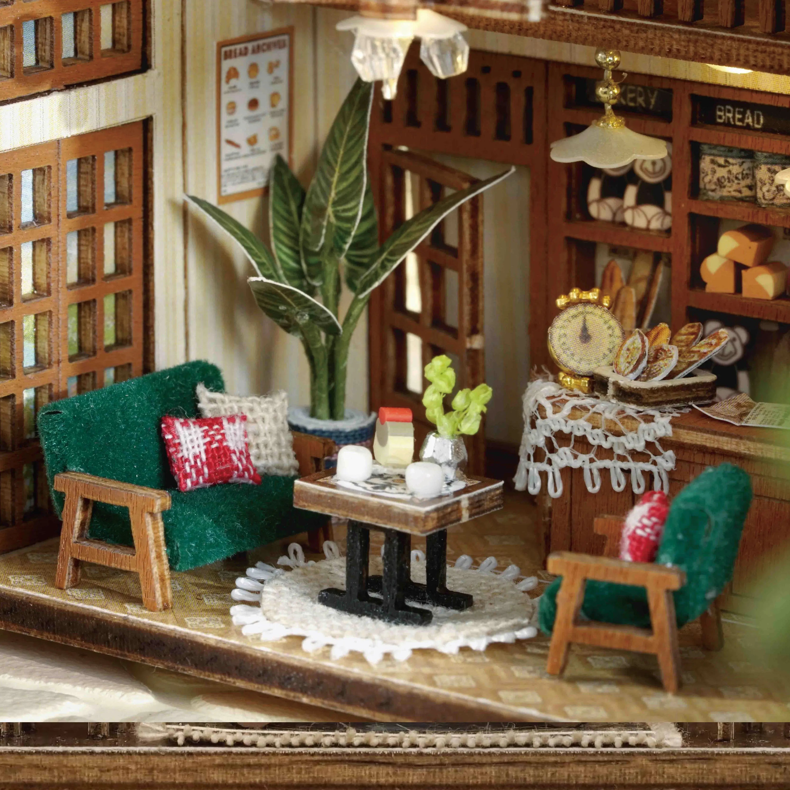 DIY Miniature Doll House Wooden Puzzle Bookstore/Bakery/Forest