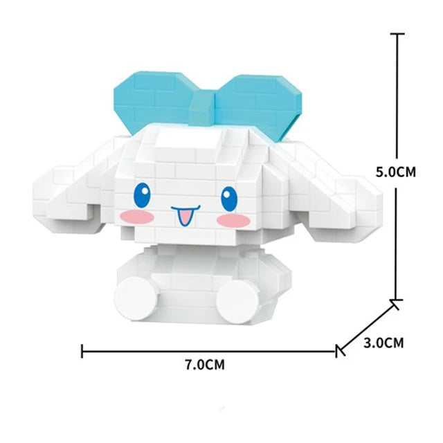 250PCS Mini bricks Cartoon Hello Kitty My Melody Cinnamoroll Pompompurin Kuromi Friends