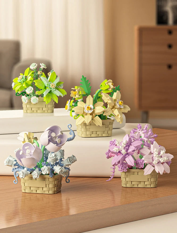 180 PCS Mini Rose Sunflower Plants Succulents in Baskets